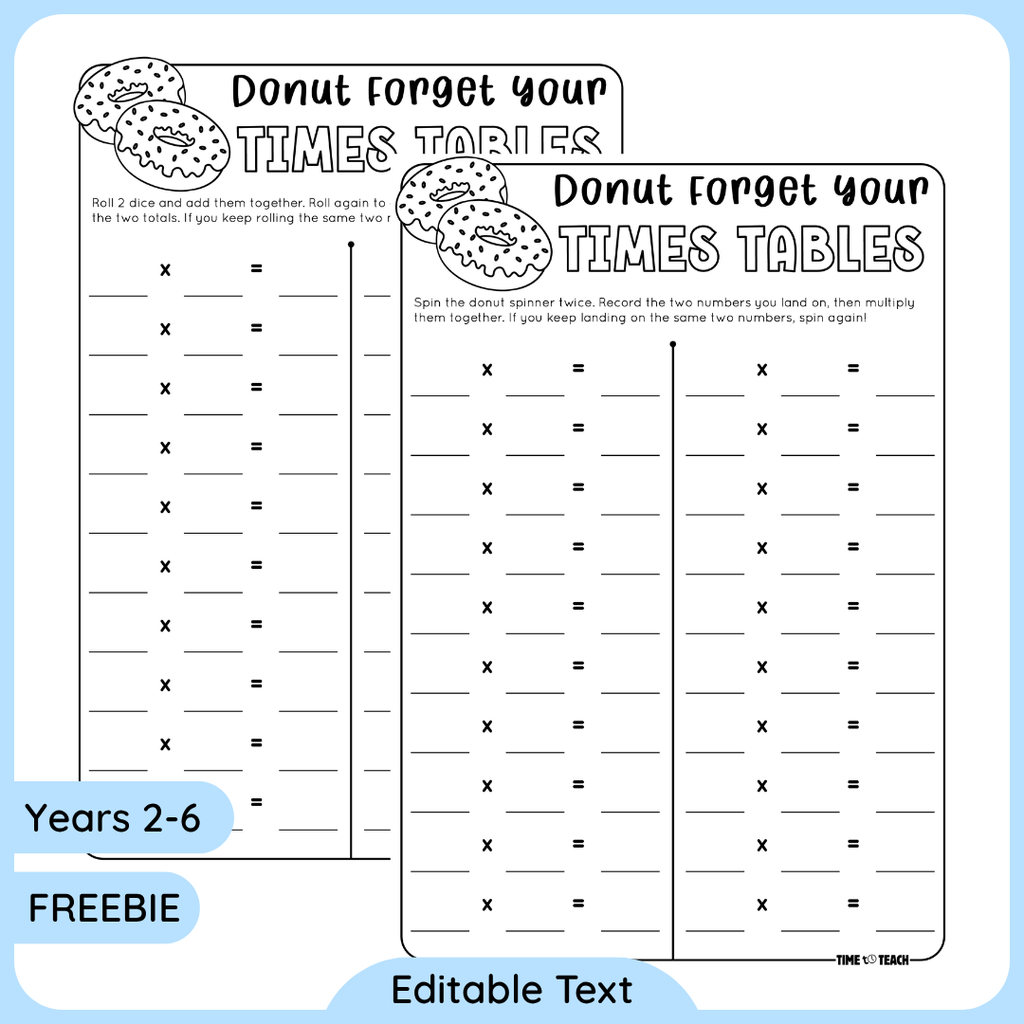 Donut Forget Your Tables Worksheets