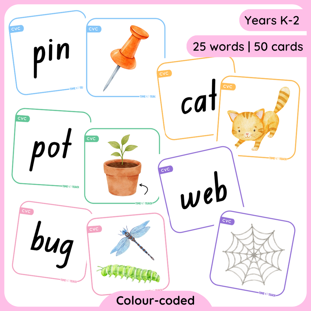 CVC Picture & Word Task Cards