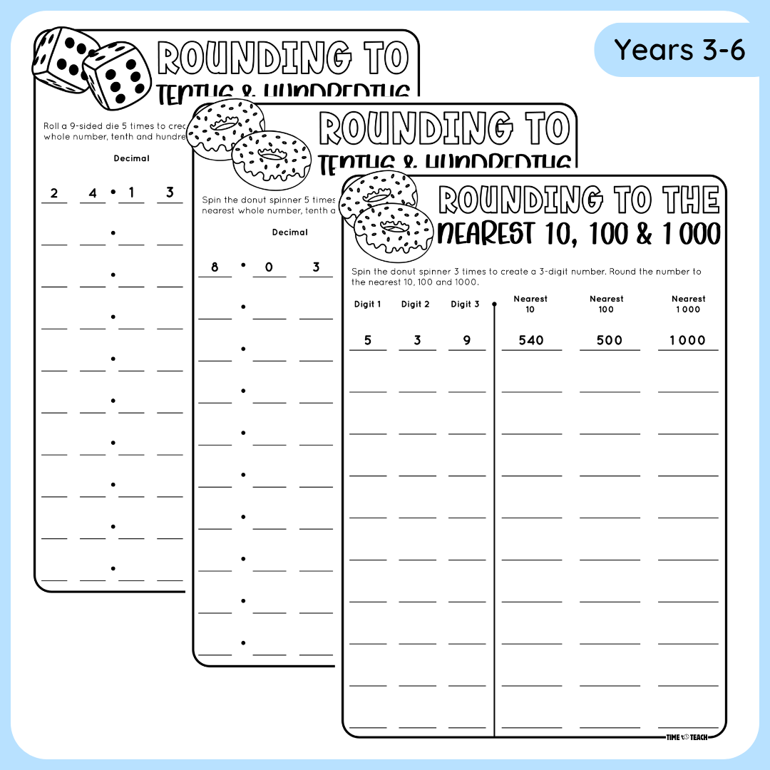 Rounding Whole Numbers & Decimals Worksheets (Digital Download)